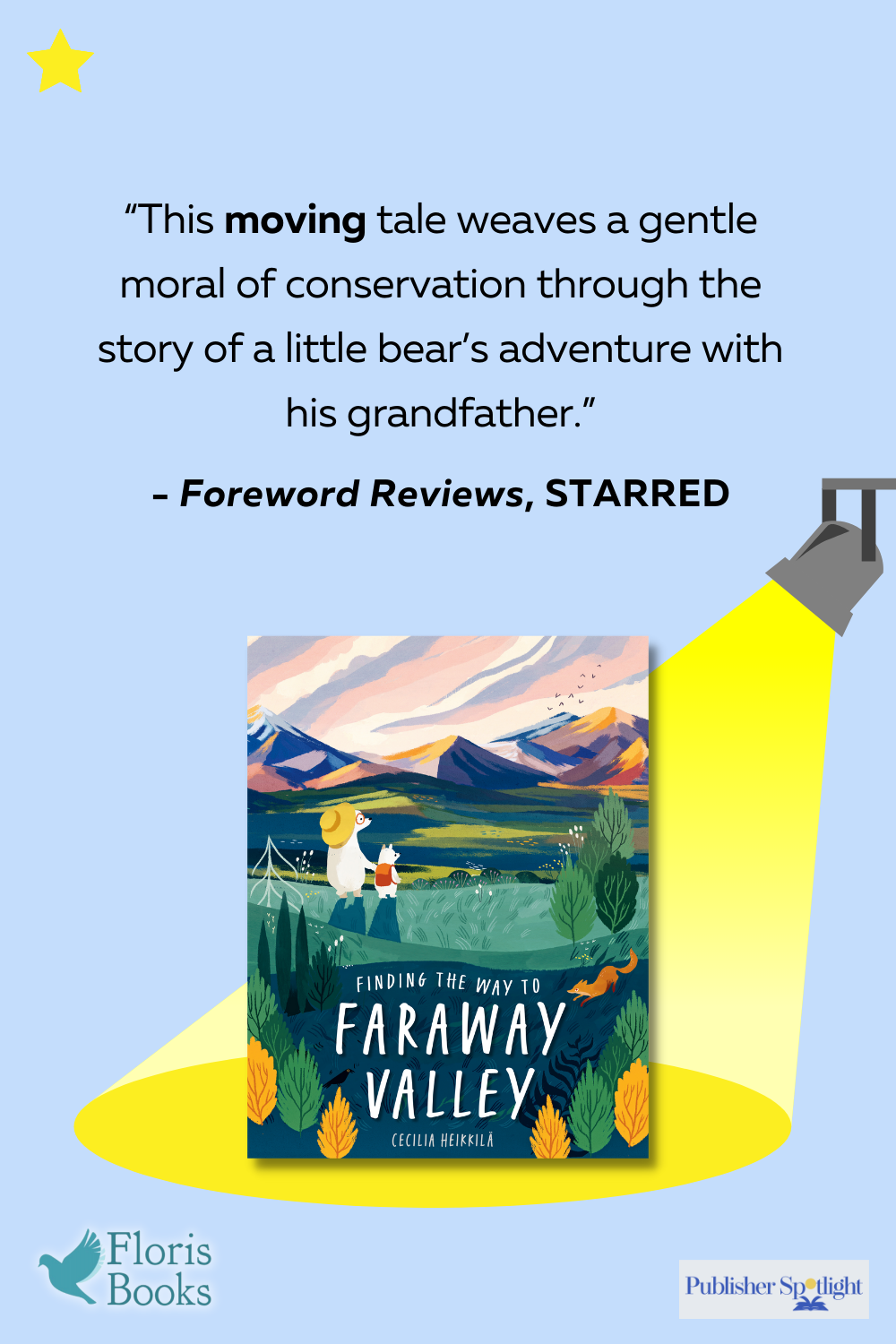 Finding the Way to Faraway Valley cover image on blue graphic under a spotlight