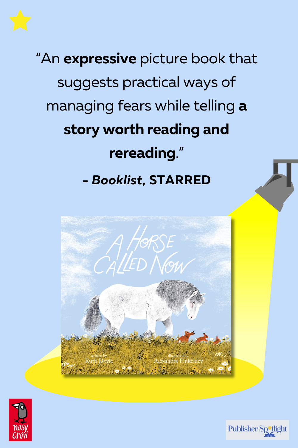 Vertical starred review graphic for A Horse Called Now